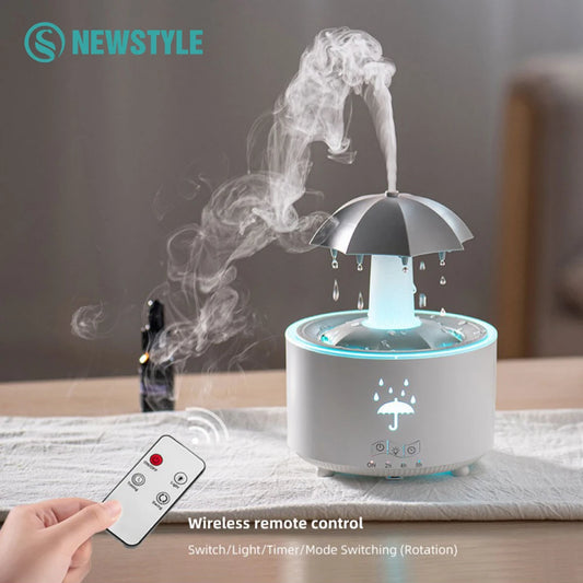 Humidificador de aire con forma de gota de agua y forma de paraguas giratorio